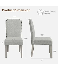 gaomon Upholstered Dining Chair Set,Solid Wood Chairs with Solid Wood Legs,Padded High Back Dining Chair with Nailhead Trim,Fabric Side chair