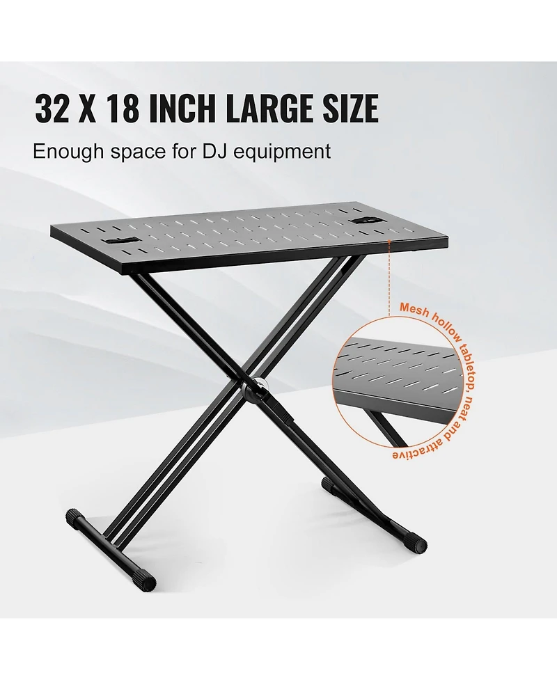 Mecale 32 x 20 Inch Portable Dj Table Stand with Adjustable Height and Foldable Frame
