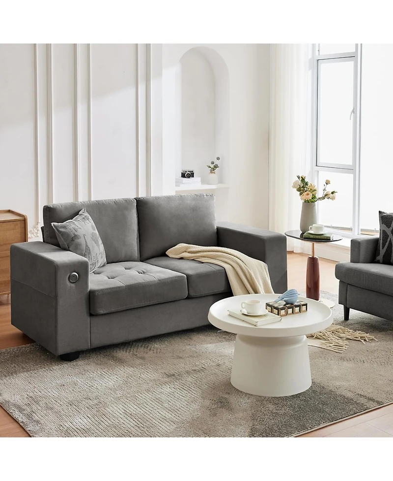 gaomon 70" Oversized Cloud Couch, Mid-Century Chenille Sofa with Usb & Side Pockets, Deep Seat