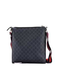 Pre-Owned Gucci Medium Web Strap Front Zip Messenger Bag Gg Coated Canvas