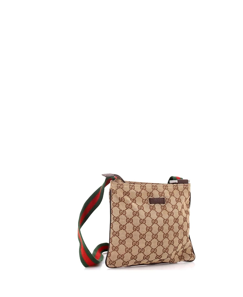 Pre-Owned Gucci Small Web Strap Zip Messenger Bag Gg Canvas