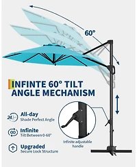 gaomon 10 ft Cantilever Patio Umbrella with Base, 360 Rotation, Offset Market Sunshade, Outdoor Deck & Garden