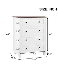 Flynama 4 Drawer Minimalist Dresser Rolling Cabinet for Bedroom Home Furniture with Spacious Drawers Easy Assembly Durable