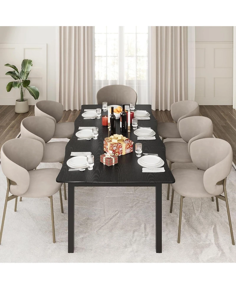 gaomon 70.9" Dining Table for 6-8, Rectangular Mdf Top with Wave Edge, Sturdy Metal Frame, Waterproof & Scratch-Resistant