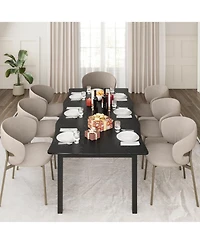 gaomon 70.9" Dining Table for 6-8, Rectangular Mdf Top with Wave Edge, Sturdy Metal Frame, Waterproof & Scratch-Resistant