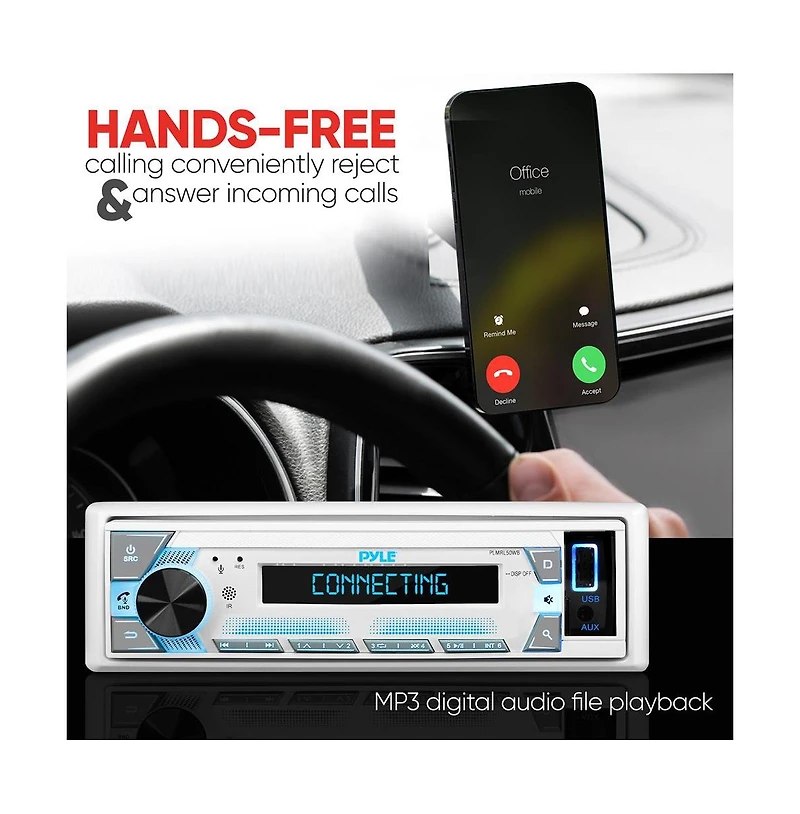 Pyle Single Din Am/Fm/MP3/Usb/Aux Stereo Receiver with Bluetooth (PLMRL50WB)