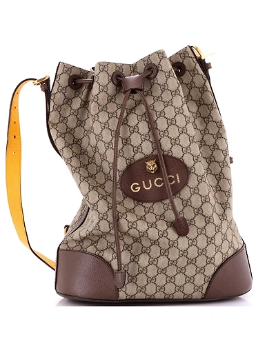 Pre-Owned Gucci Large Neo Vintage Drawstring Bucket Backpack Gg Coated Canvas