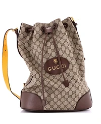 Pre-Owned Gucci Large Neo Vintage Drawstring Bucket Backpack Gg Coated Canvas
