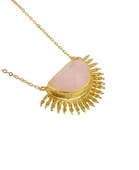 Ottoman Hands Sunrise Rose Quartz Pendant Necklace