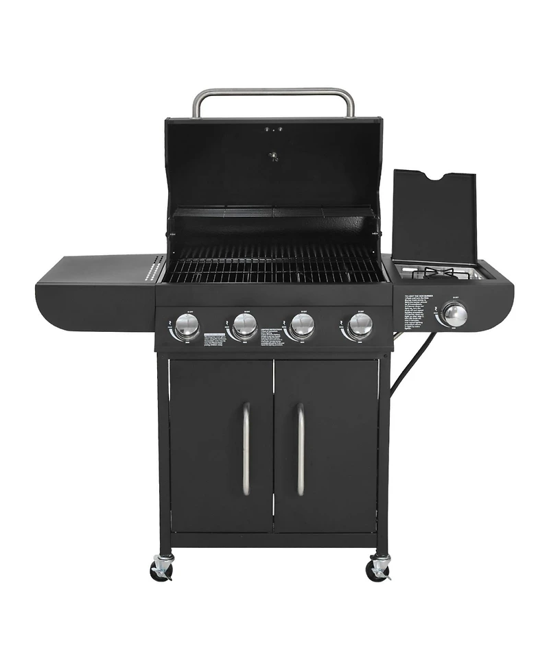 Ecooso 4-Burner Propane Gas Grill with Side Burner, 425 Sq. In. Cooking Area, 52,000 Btu