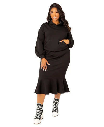 Buxom Couture Plus Scuba Hoodie and Peplum Skirt Set