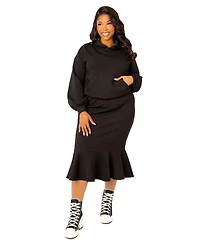 Buxom Couture Plus Scuba Hoodie and Peplum Skirt Set