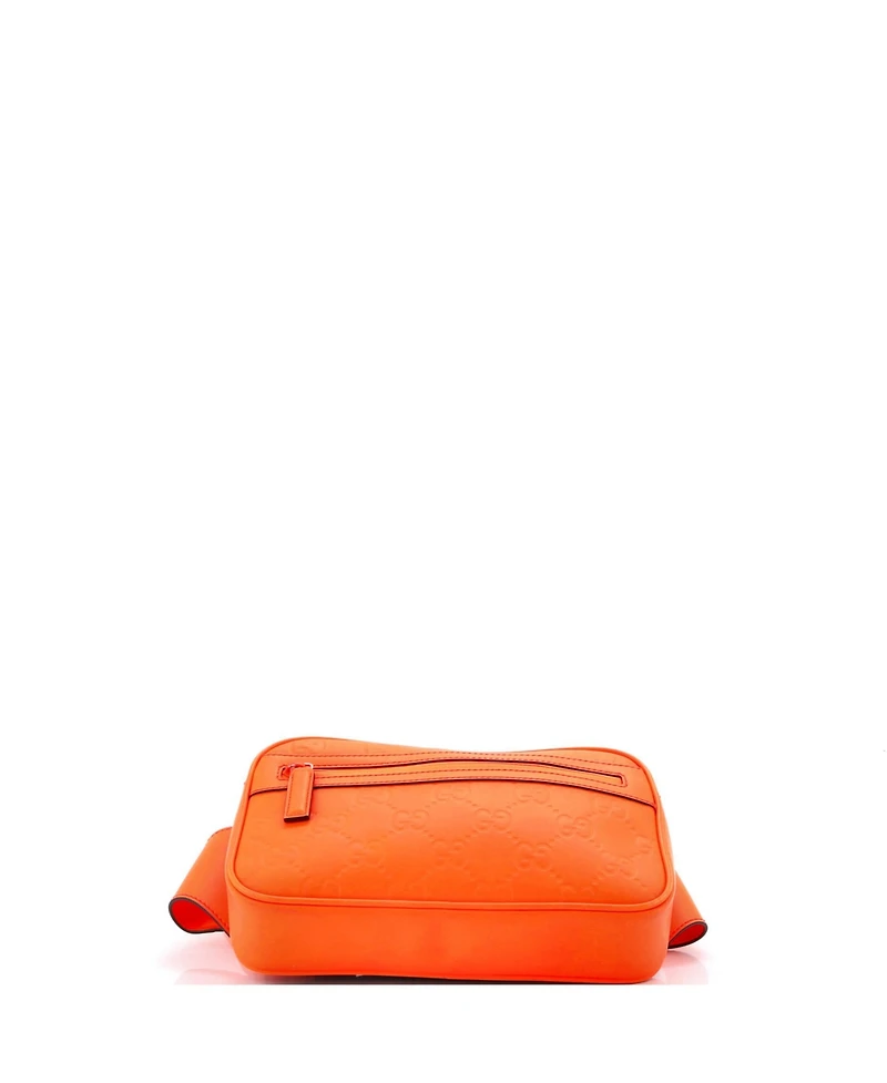 Pre-Owned Gucci Front Zip Belt Bag Gg Rubber Effect Leather