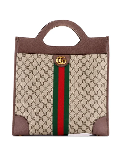 Pre-Owned Gucci Medium Ophidia Cut Out Handle Tote Gg Coated Canvas