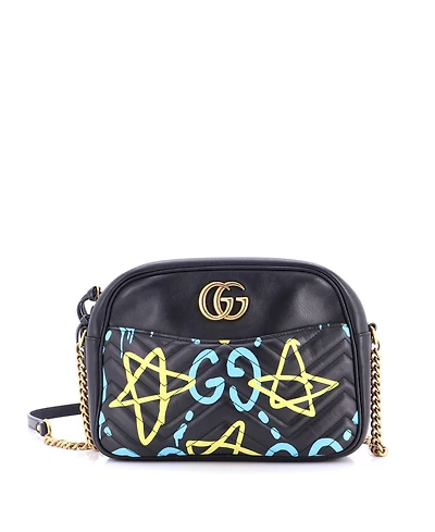 Pre-Owned Gucci Medium Gg Marmont Shoulder Bag GucciGhost Matelasse Leather