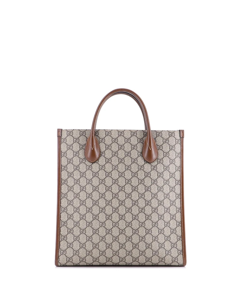 Pre-Owned Gucci Vertical Interlocking G Tote Gg Coated Canvas