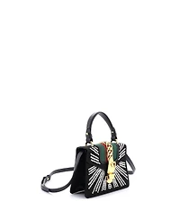 Pre-Owned Gucci Mini Sylvie Top Handle Bag Crystal Embellished Satin