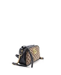 Pre-Owned Gucci Small Gg Marmont Shoulder Bag Diagonal Quilted Gg Canvas with Leather