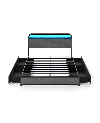 Sugift Bed Frame with Led Lights and Charging Station