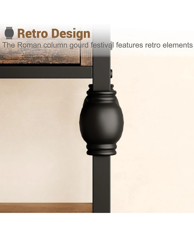gaomon 52" Industrial Console Table with 3 Drawers, 3-Tier Metal Entryway/Sofa Table.