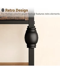 gaomon 52" Industrial Console Table with 3 Drawers, 3-Tier Metal Entryway/Sofa Table.