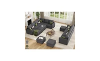 gaomon Sectional Sleeper Sofa, Corduroy Couch with Pull-Out Bed and Storage
