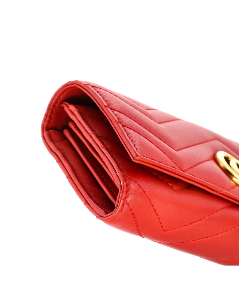 Pre-Owned Gucci Gg Marmont Continental Wallet Matelasse Leather