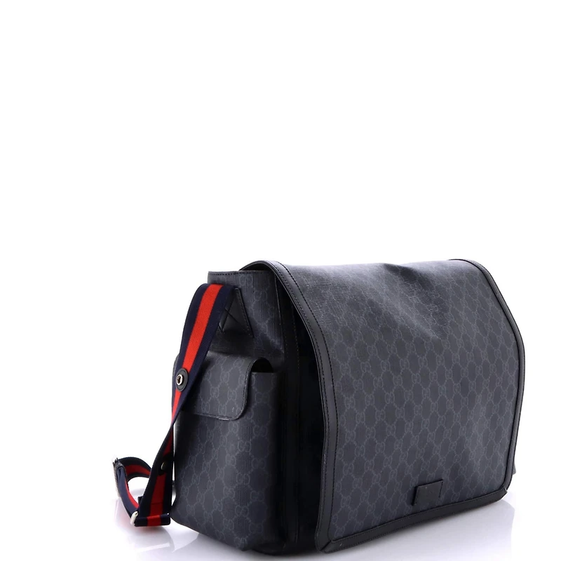 Pre-Owned Gucci Small Web Strap Diaper Bag Gg Coated Canvas