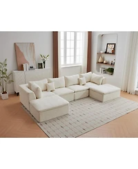 gaomon 140" Cloud Sectional Sofa, U-Shaped Boneless Couch with Ottoman, 4-Seat Modular Sofa
