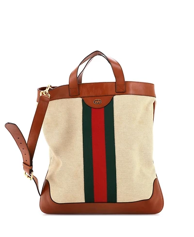 Pre-Owned Gucci Large Shopping Tote Vintage Web Canvas