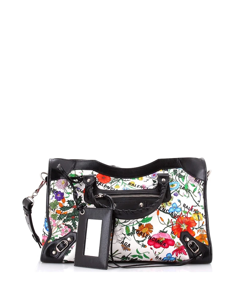 Pre-Owned Gucci Medium x Balenciaga The Hacker Project Neo Classic City Bag Flora Canvas
