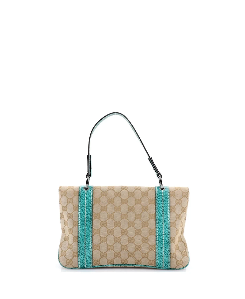 Pre-Owned Gucci Small Vintage Flap Shoulder Bag Gg Canvas with Leather