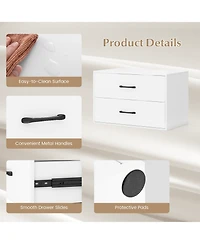Sugift 2-Drawer Stackable Horizontal Storage Cabinet Dresser Chest with Handles