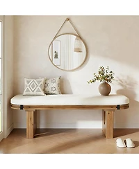Tribesigns Solid Wood Bench, End of Bed Bench, Entryway Bench with Upholstered