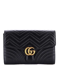 Pre-Owned Gucci Gg Marmont Flap Clutch Matelasse Leather
