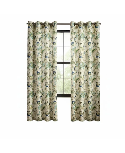 Ellis Curtain 100% Polyester Brissac Colrful Jacobean Pattern Grommet Curtain Panel Lined 50"