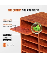 Gouun 27 Compartment Wood Literature Organizer with Adjustable Shelves