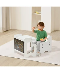 Gouun Montessori Weaning Table and Chair Set 3 in 1 with Chalkboard and Adjustable Height