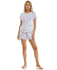 Roudelain Women's Short-Sleeve Top and Pull-On Shorts, 2-Piece Set