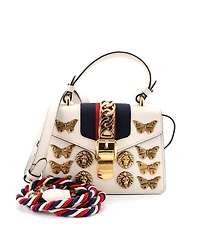 Pre-Owned Gucci Mini Sylvie Top Handle Bag Embellished Leather