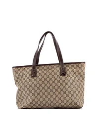 Pre-Owned Gucci Medium Plus Tote Gg Coated Canvas with Leather