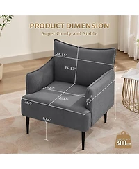 gaomon Mid Century Accent Chair, Comfy Living Room Chair Armchair Grey Fabric Sofa for Bedroom