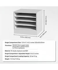 Gouun 5 Compartment Wood Literature Organizer with Adjustable Shelves