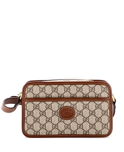 Pre-Owned Gucci Mini Interlocking G Patch Camera Bag Gg Coated Canvas