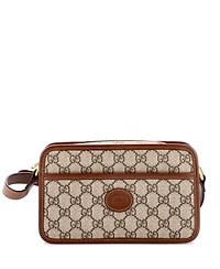 Pre-Owned Gucci Mini Interlocking G Patch Camera Bag Gg Coated Canvas