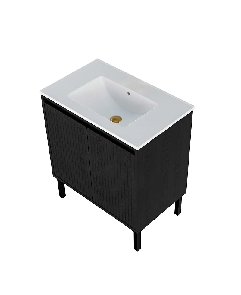 Sillysis 30"Bathroom Vanity with Sink, Soft-Closing Drawers and Large Storage for Modern Bathrooms, Floor Standing or Wall Mounted