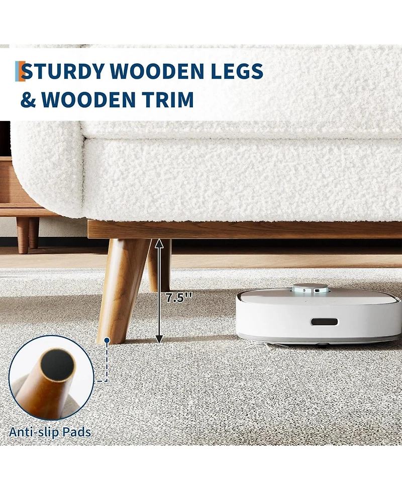 gaomon 65" Mid-Century Loveseat Sofa, Boucle Upholstered 2-Seater Couch for Small Spaces