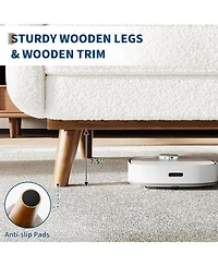 gaomon 65" Mid-Century Loveseat Sofa, Boucle Upholstered 2-Seater Couch for Small Spaces