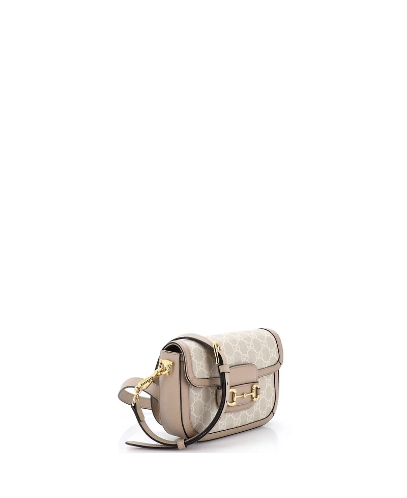 Pre-Owned Gucci Mini Horsebit 1955 Shoulder Bag Gg Coated Canvas with Leather