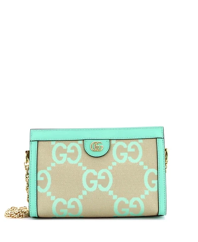 Pre-Owned Gucci Small Ophidia Chain Shoulder Bag Jumbo Gg Canvas with Leather